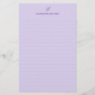 Eenvoudige Elegantie Paarse Monogram Lijnen Briefpapier
