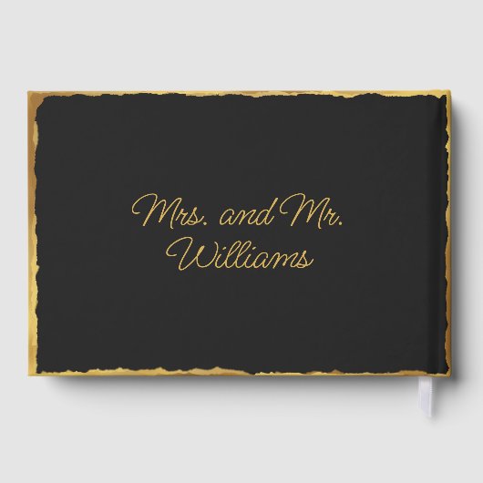 Eenvoudige Elegantie Persoonlijke Zwarte Gouden Ra Gastenboek (Achterkant)