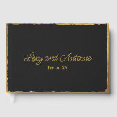 Eenvoudige Elegantie Persoonlijke Zwarte Gouden Ra Gastenboek (Voorkant)