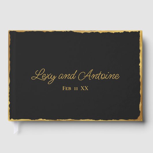 Eenvoudige Elegantie Persoonlijke Zwarte Gouden Ra Gastenboek (Voorkant)
