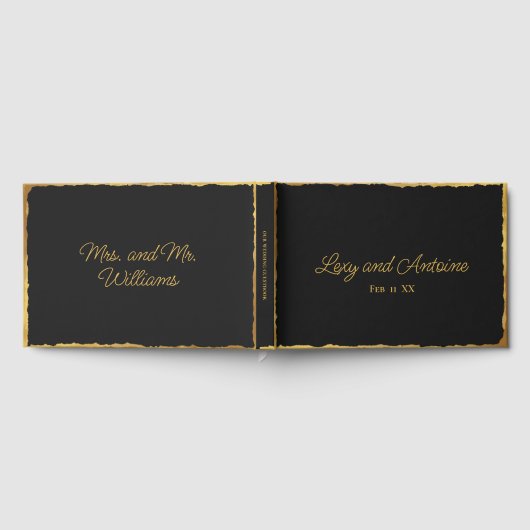 Eenvoudige Elegantie Persoonlijke Zwarte Gouden Ra Gastenboek (Volledig)