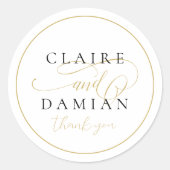 Eenvoudige elegantie romantisch script bruiloft gu ronde sticker (Voorkant)