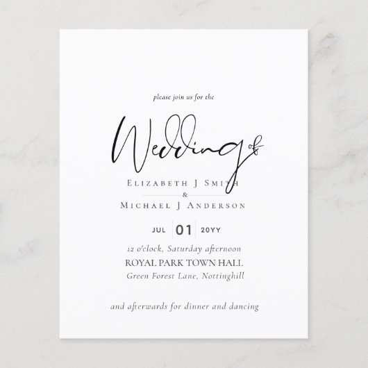Eenvoudige elegantie script moderne bruiloft (Voorkant)
