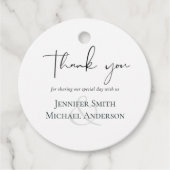 Eenvoudige Elegantie Script Moderne Trouwgunst Bedankjes Labels (Voorkant)