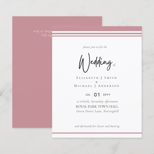 Eenvoudige Elegantie Stof Roze Roze Budget Bruilof (Voorkant / Achterkant)