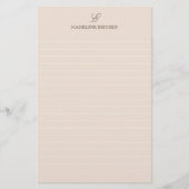Eenvoudige Elegantie Tan Brown Monogram Gevoerd Briefpapier (Voorkant)