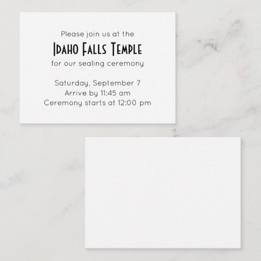 Eenvoudige Elegantie Tempel Afdichting Uitnodiging Informatiekaartje (Voorkant / Achterkant)