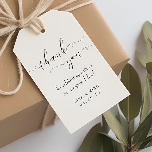 Eenvoudige Elegantie Trouwgeschenk Bedankt Cadeaulabel