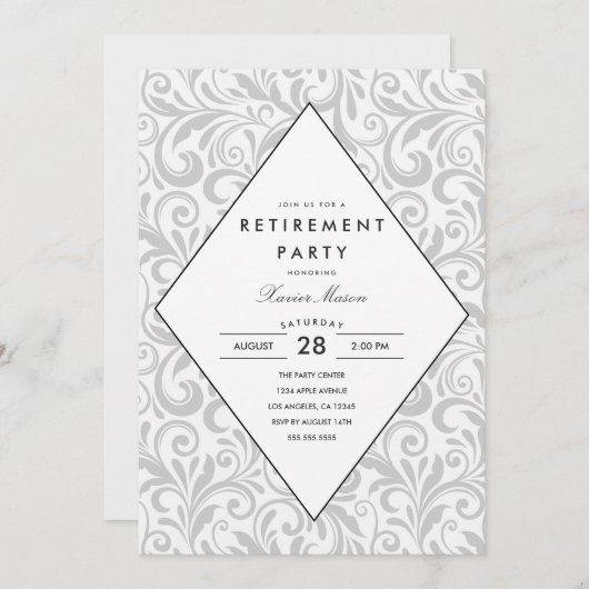 Eenvoudige elegantie | Uitnodiging van de Pensioen (Voorkant / Achterkant)