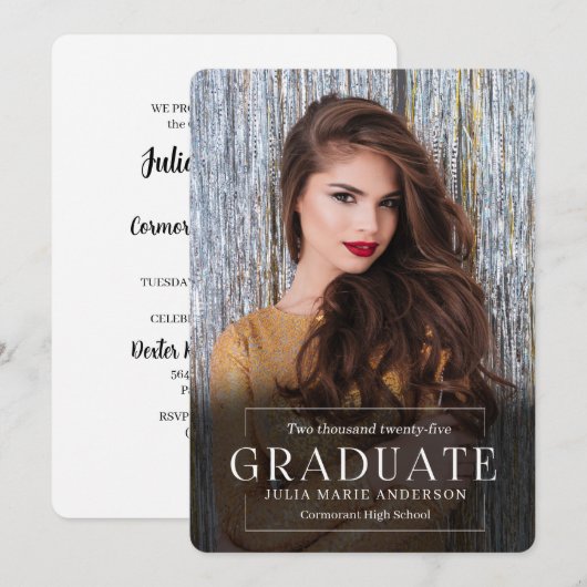 Eenvoudige Elegantie VERT Foto 2025 Afstuderen Kaart (Voorkant / Achterkant)