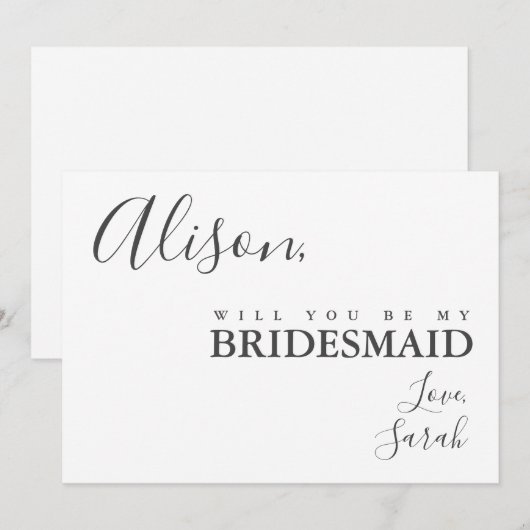 Eenvoudige Elegantie Wees mijn bruidsmeisje voorst Kaart (Voorkant / Achterkant)