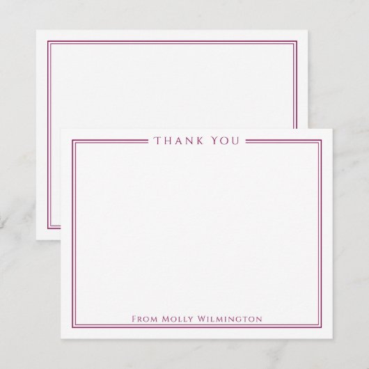 Eenvoudige Elegantie Wijnrode Dankkaart Bedankkaart (Voorkant / Achterkant)