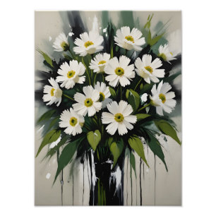Eenvoudige Elegantie: Witte Madeliefjes in een Vaa Foto Afdruk