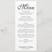 Eenvoudige Elegantie Zwart Script op witte bruilof Menu (Voorkant)
