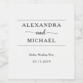 Eenvoudige elegantie | Zwart-wit bruiloft Wijn Etiket (Enkel label)