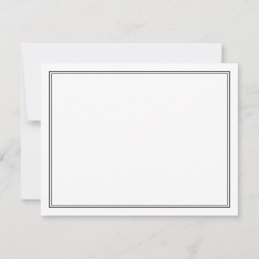 Eenvoudige Elegantie Zwart & Wit Dank u Nota Kaart (Achterkant)