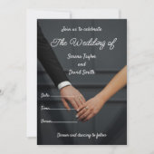 Eenvoudige Elegantie: Zwart, Wit, & Grey Wedding K Kaart (Voorkant)