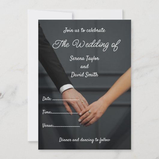 Eenvoudige Elegantie: Zwart, Wit, & Grey Wedding K Kaart (Voorkant)