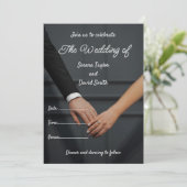 Eenvoudige Elegantie: Zwart, Wit, & Grey Wedding K Kaart (Staand voorkant)