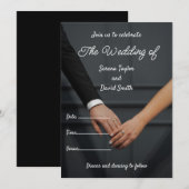 Eenvoudige Elegantie: Zwart, Wit, & Grey Wedding K Kaart (Voorkant / Achterkant)