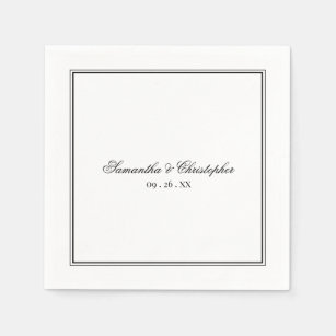 Eenvoudige Elegantie Zwart & Wit Script bruiloft Servet