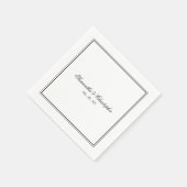 Eenvoudige Elegantie Zwart & Wit Script bruiloft Servet (Hoek)