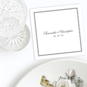 Eenvoudige Elegantie Zwart & Wit Script Trouw Servet