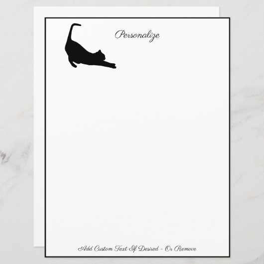 Eenvoudige elegantie zwarte kat Stretting Feline Y (Voorkant / Achterkant)