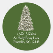 Eenvoudige Elegeante Kerstboom Groen Retouradres Ronde Sticker (Voorkant)