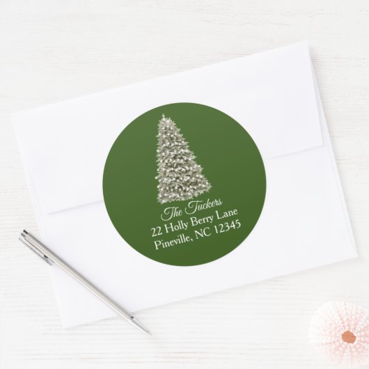 Eenvoudige Elegeante Kerstboom Groen Retouradres Ronde Sticker (Envelop)