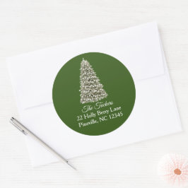 Eenvoudige Elegeante Kerstboom Groen Retouradres Ronde Sticker