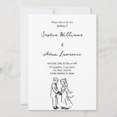 Eenvoudige Elegent Hand getrokken bruiloft Kaart (Voorkant)