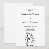 Eenvoudige Elegent Hand getrokken bruiloft Kaart (Voorkant / Achterkant)