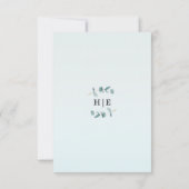 Eenvoudige elegyptusbladeren en kalligrafie save the date (Achterkant)