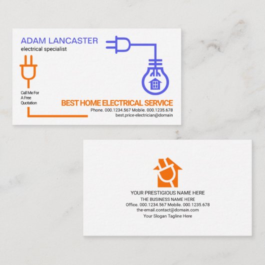 Eenvoudige elektrische bedrading van het circuit visitekaartje (Voorkant / Achterkant)