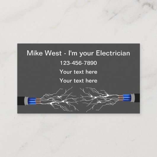 Eenvoudige elektroservices visitekaartje (Voorkant)