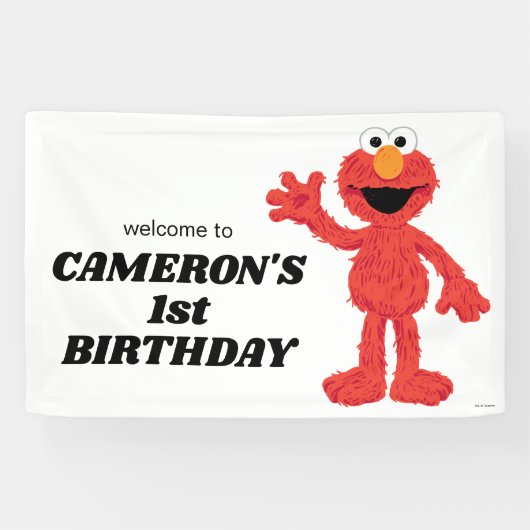 Eenvoudige Elmo 1e Verjaardag Spandoek (Horizontaal)