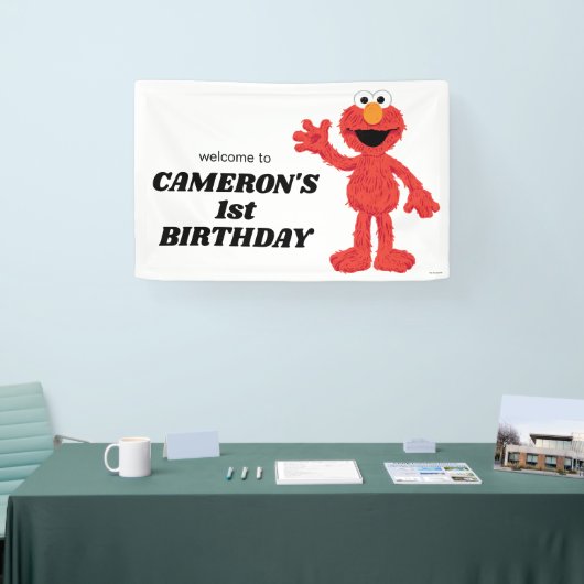 Eenvoudige Elmo 1e Verjaardag Spandoek (Beurs)