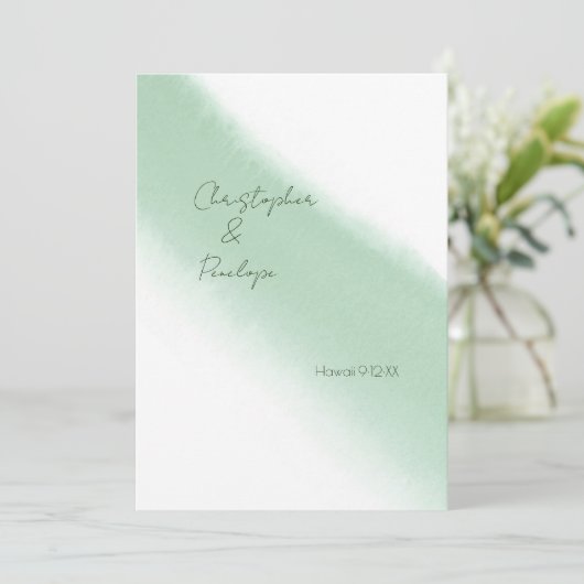 Eenvoudige Emerald Green-Waterverf Sla de datum op Kaart