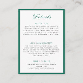 Eenvoudige Emerald Green Wedding Info Enclosure Ka Informatiekaartje