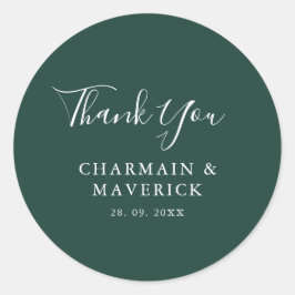 Eenvoudige Emerald White tekst bruiloft Ronde Sticker