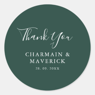 Eenvoudige Emerald White tekst bruiloft Ronde Sticker