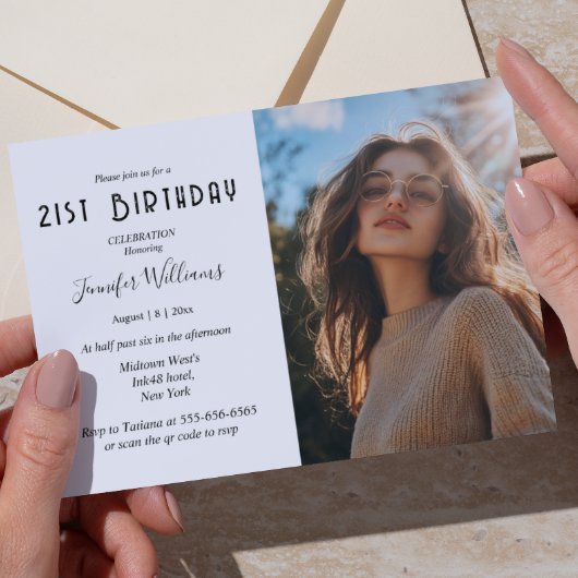 Eenvoudige en aangepaste foto 21ste verjaardagsfee kaart