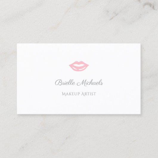 Eenvoudige en Chic Soft Pink Lips Make-up Artist Visitekaartje (Voorkant)