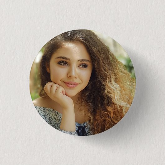 Eenvoudige en chique gepersonaliseerde foto ronde button 3,2 cm (Voorkant)