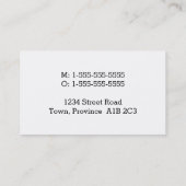 Eenvoudige en eenvoudige raadsman op het Visitekaa Visitekaartje (Achterkant)