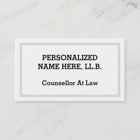 Eenvoudige en eenvoudige raadsman op het Visitekaa Visitekaartje (Voorkant)