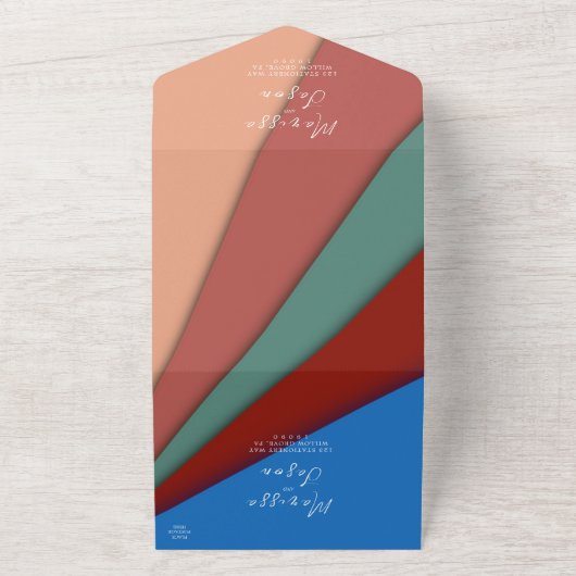 Eenvoudige en elegante 5 kleuren bruiloft all in one uitnodiging (Buitenkant)