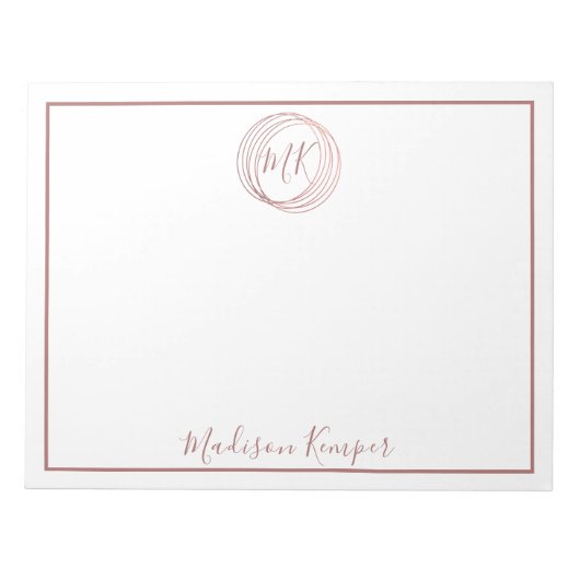 Eenvoudige en elegante Abstracte Roos Gold-cirkels Notitieblok (Voorkant)