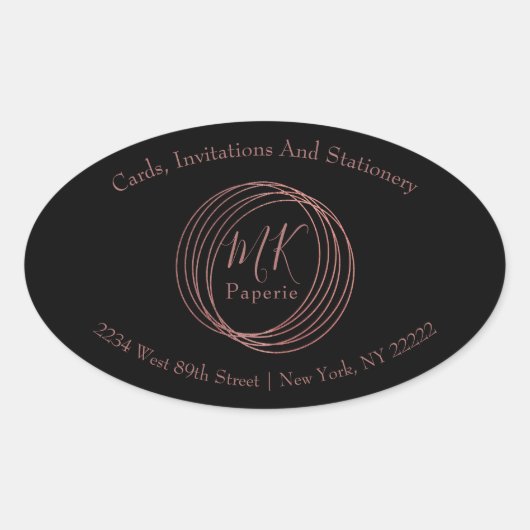 Eenvoudige en elegante Abstracte Roos Gold-cirkels Ovale Sticker (Voorkant)